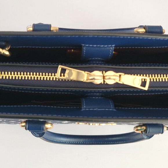 Coach CBI55 Floral Print Savannah Small Carryall Satchel Handbag Deep Blue - Picture 7 of 8